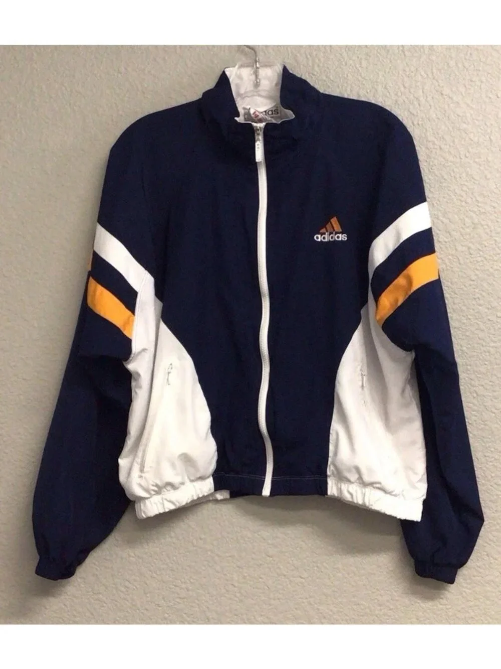 Vintage 90s Adidas Nylon Tracksuit Jacket and Pants Sportswear Size Medium Blue